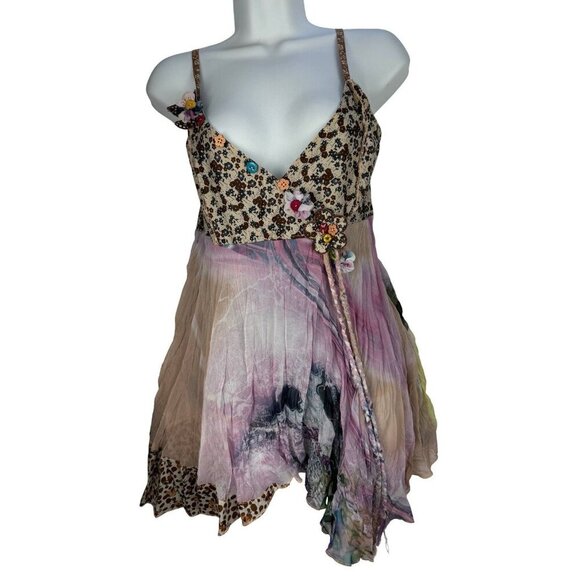 Unbranded Tops - Vintage Y2K Festival Boho Fairy Babydoll Mixed Media Top Adjustable Straps Large
